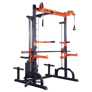 Multi-functional Half Rack Smith Machine   Cable Crossover with Weight Stack (Squat Rack)