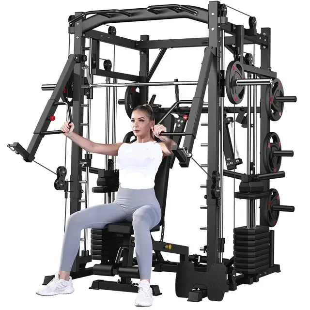 Multi-functional Smith Machine   Cable Crossover   Chest Press   Leg Press with Weight Stack (Squat Rack)