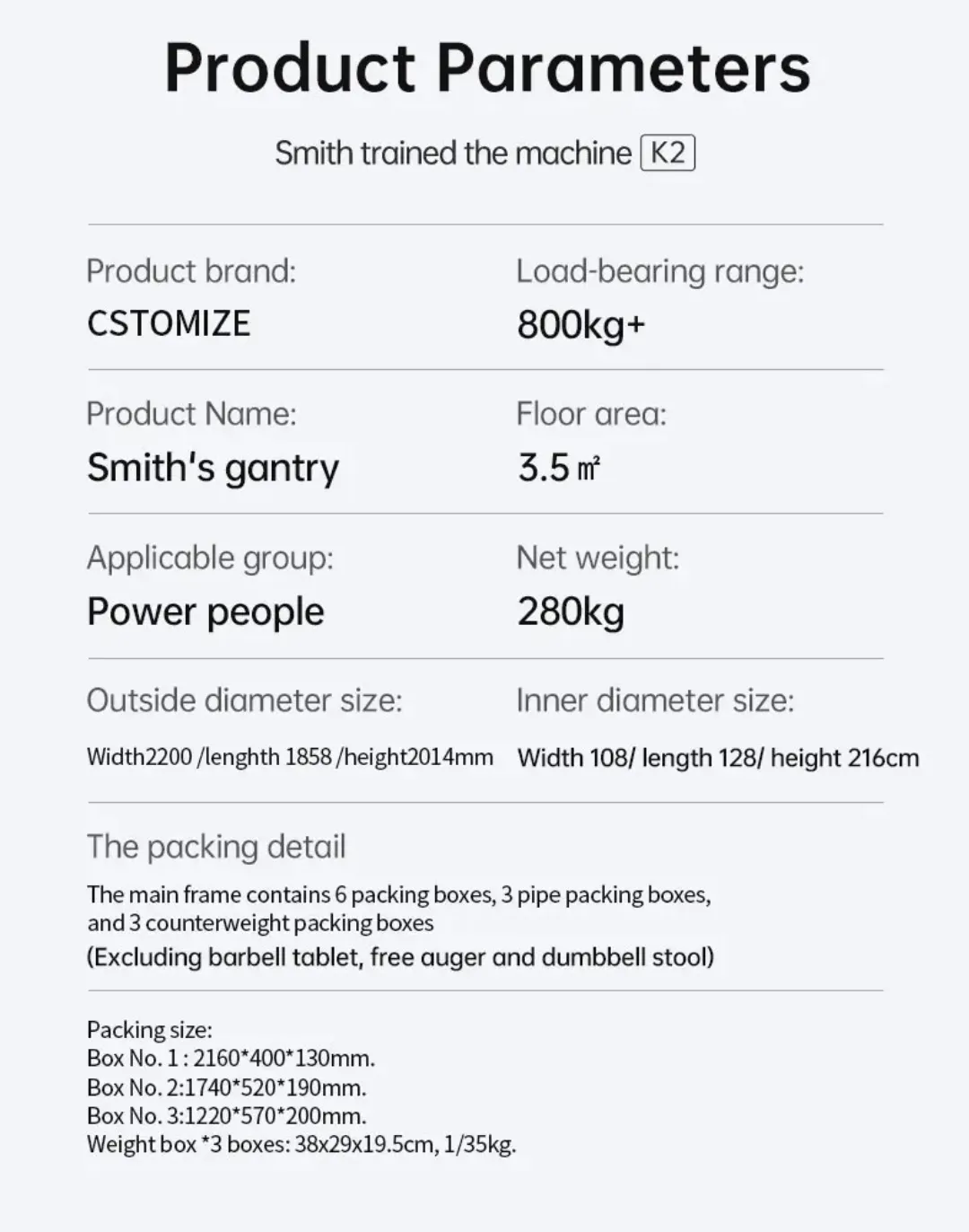 Multi-functional Smith Machine   Cable Crossover   Chest Press   Leg Press with Weight Stack (Squat Rack)