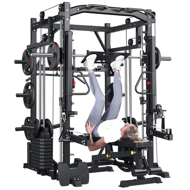 Multi-functional Smith Machine   Cable Crossover   Chest Press   Leg Press with Weight Stack (Squat Rack)