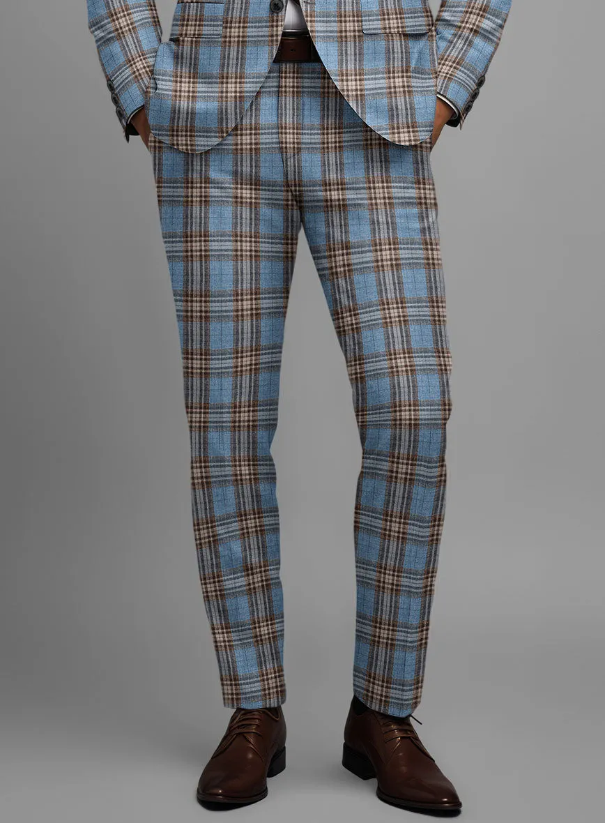 Noble Veron Tartan Wool Silk Linen Pants