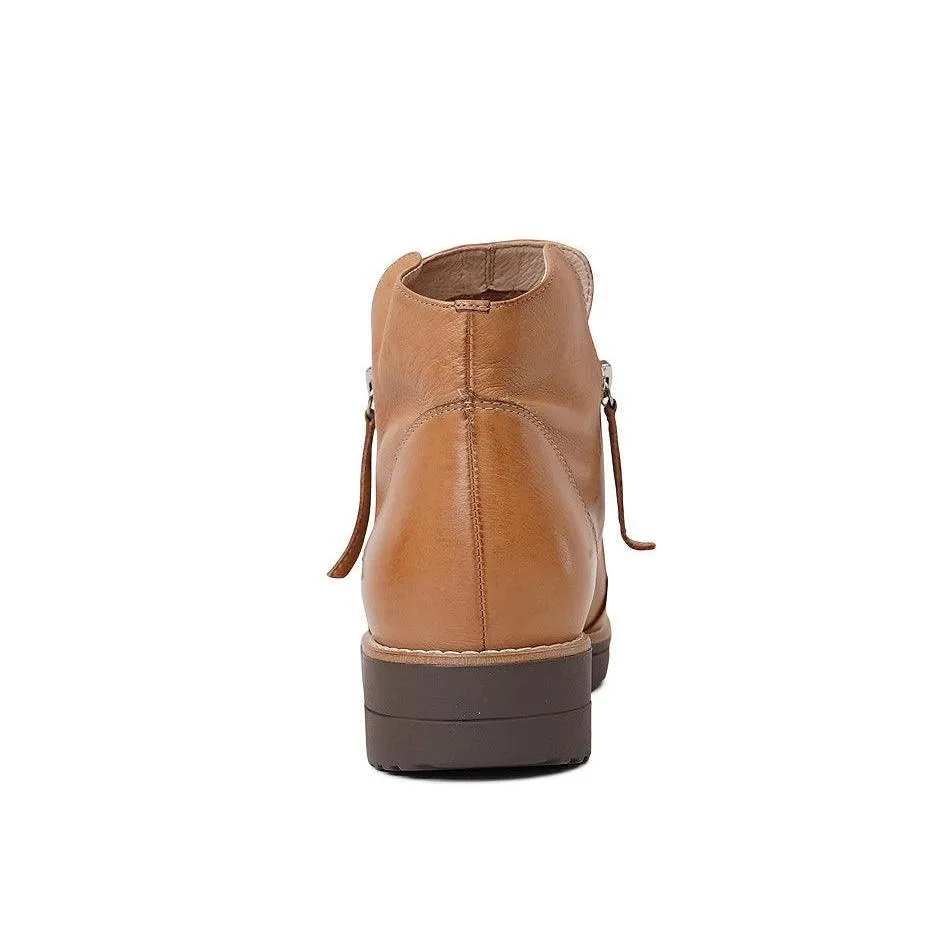 Ohmy Dark Tan/Choc Sole Leather Ankle Boots