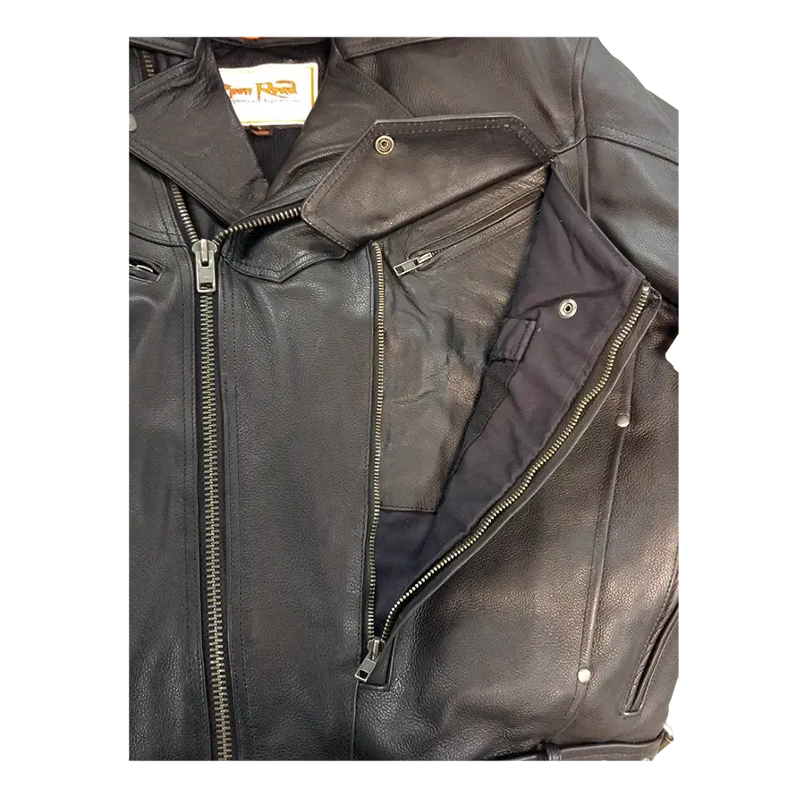 Open Road Men's Classic Leather Motorcycle Jacket