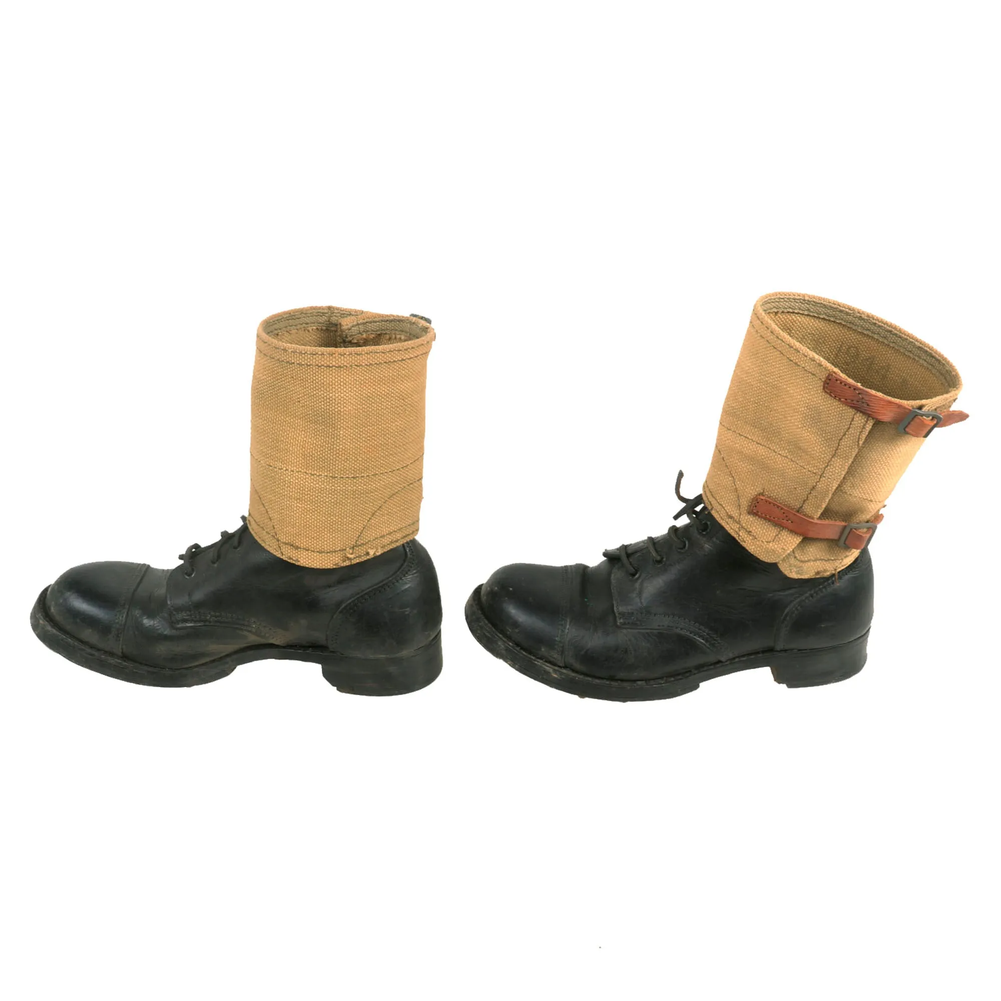 Original British WWII Hobnail “Ammunition Boots” Matching Pair With Matching 1944 Dated Leg Wraps