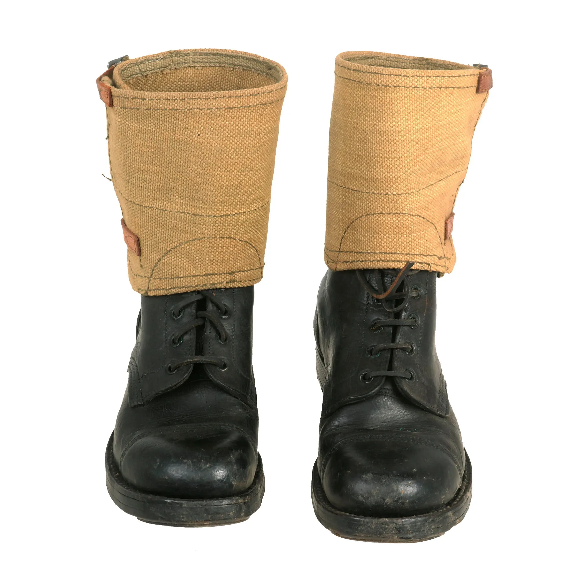 Original British WWII Hobnail “Ammunition Boots” Matching Pair With Matching 1944 Dated Leg Wraps