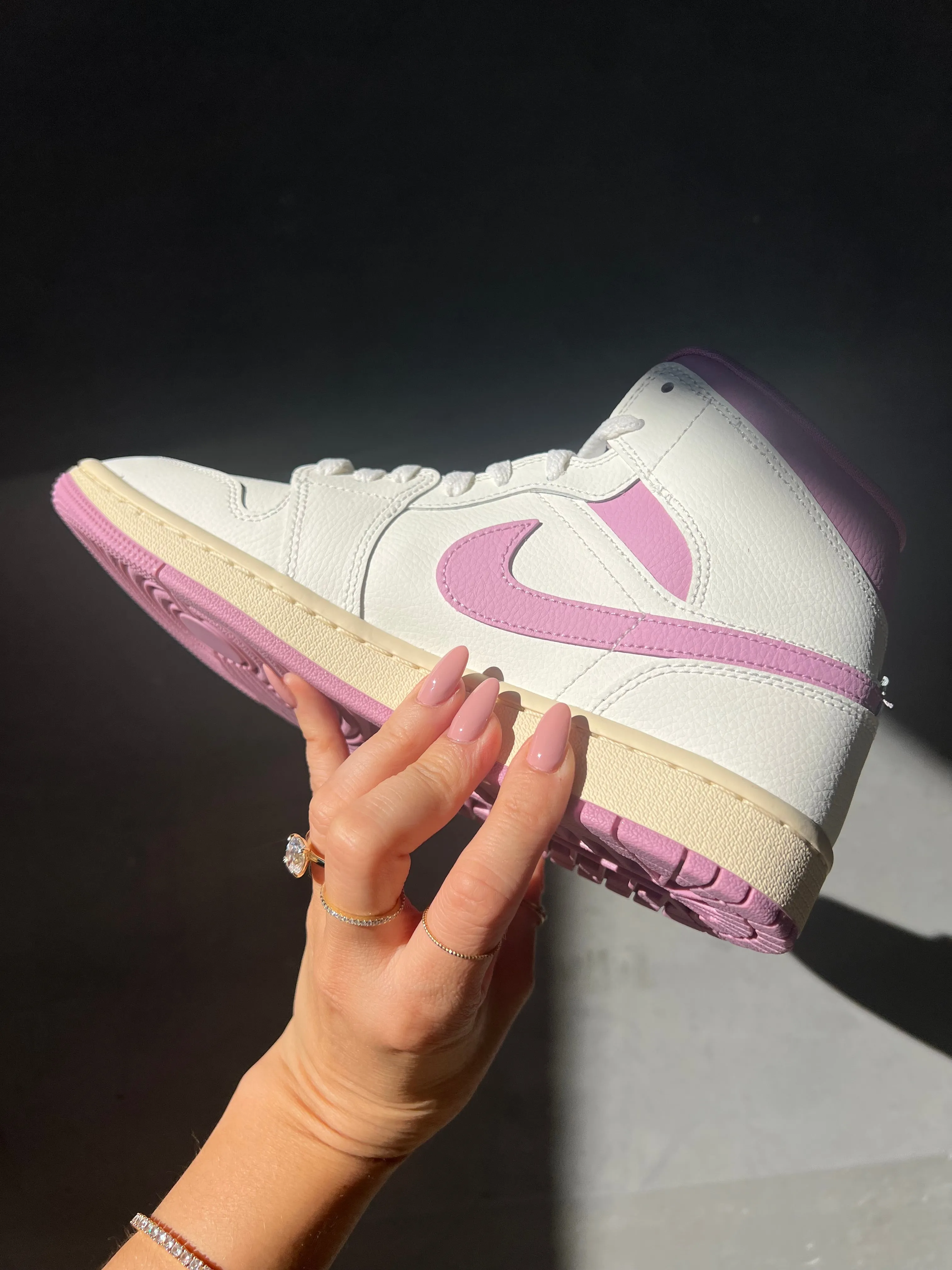 Pink Swarovski Womens Nike Air Jordan 1 Mid Shoes