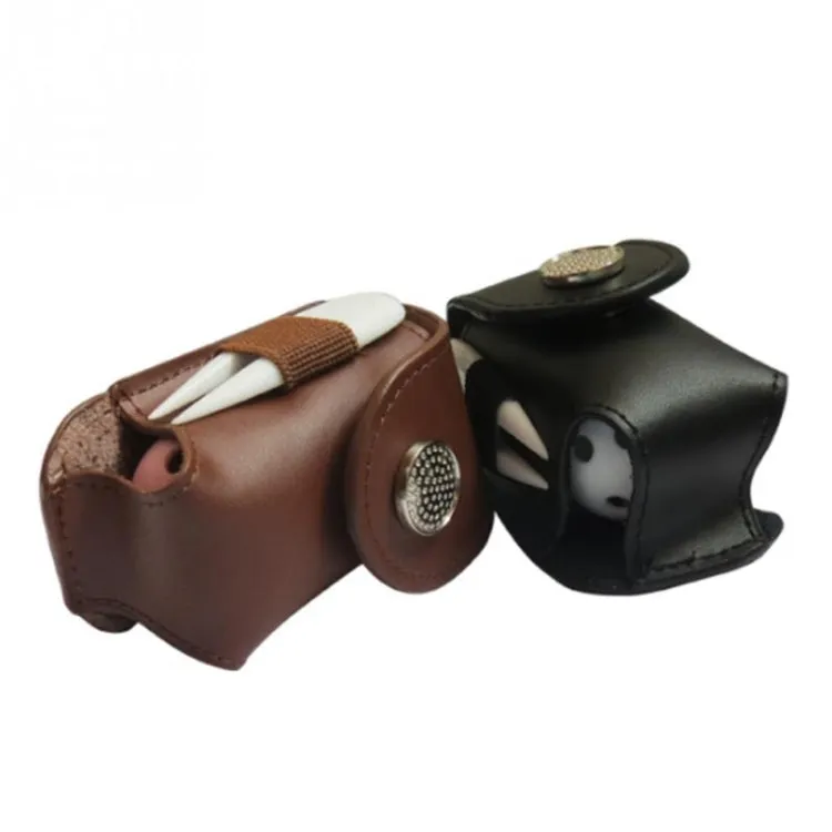 Portable Golf Ball Holder Waist Pouch Bag Leather Cool Golf Tee Bag Sports Accessory(Brown)