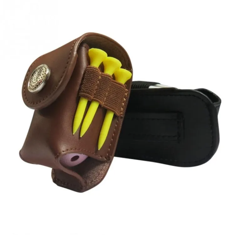 Portable Golf Ball Holder Waist Pouch Bag Leather Cool Golf Tee Bag Sports Accessory(Brown)