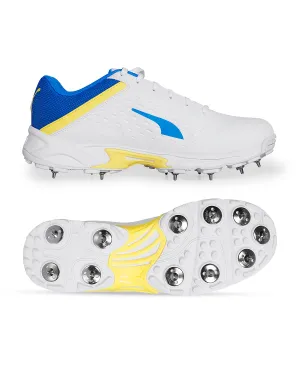 Puma 22.2 Cricket Shoes - Steel Spikes - White Yellow Blaze - Blue