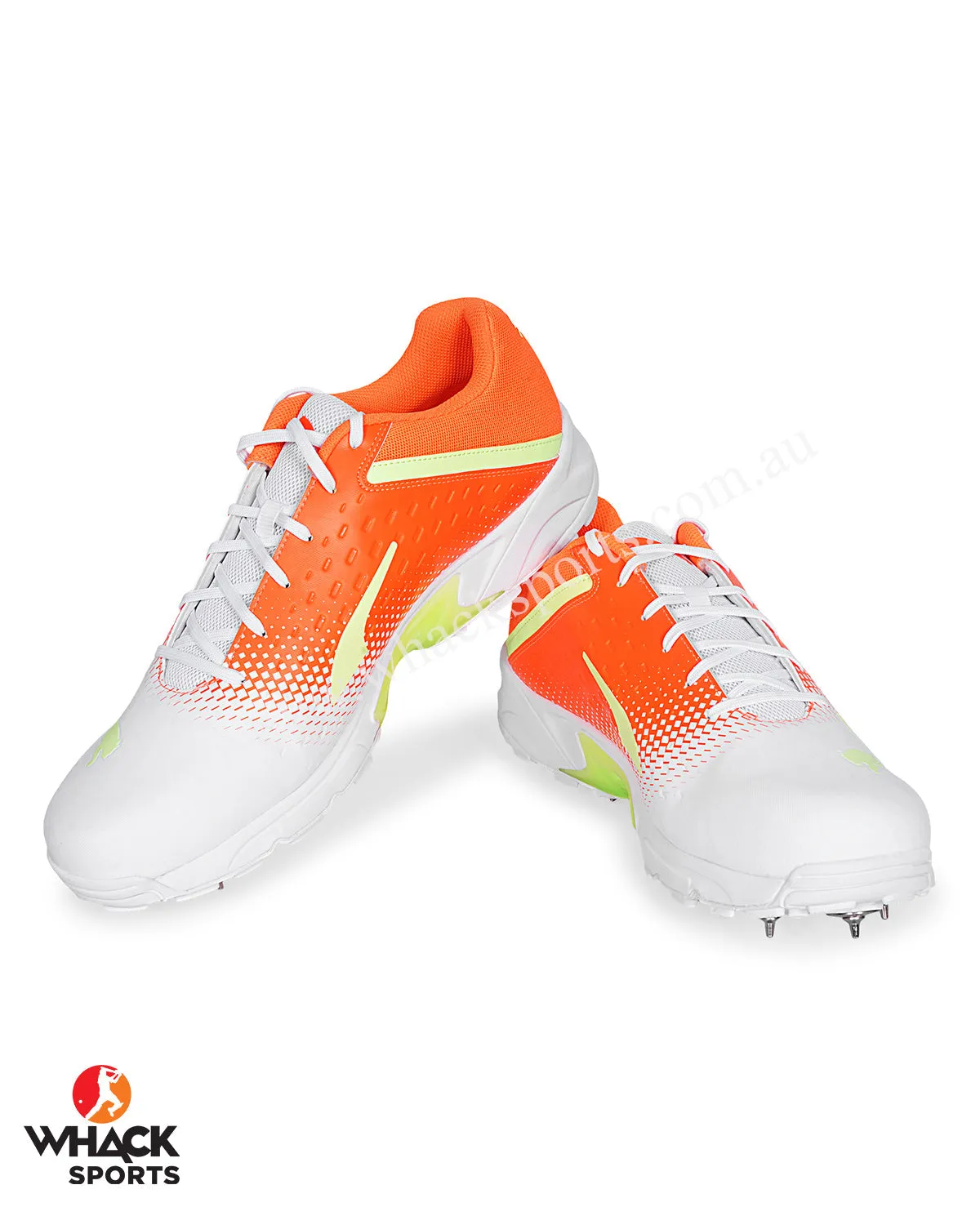 Puma 22.2 Cricket Shoes - Steel Spikes - White Yellow Orange