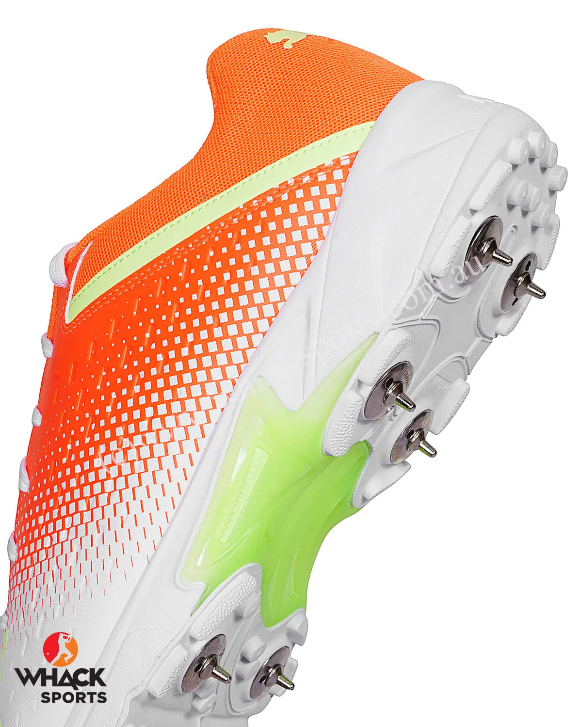 Puma 22.2 Cricket Shoes - Steel Spikes - White Yellow Orange