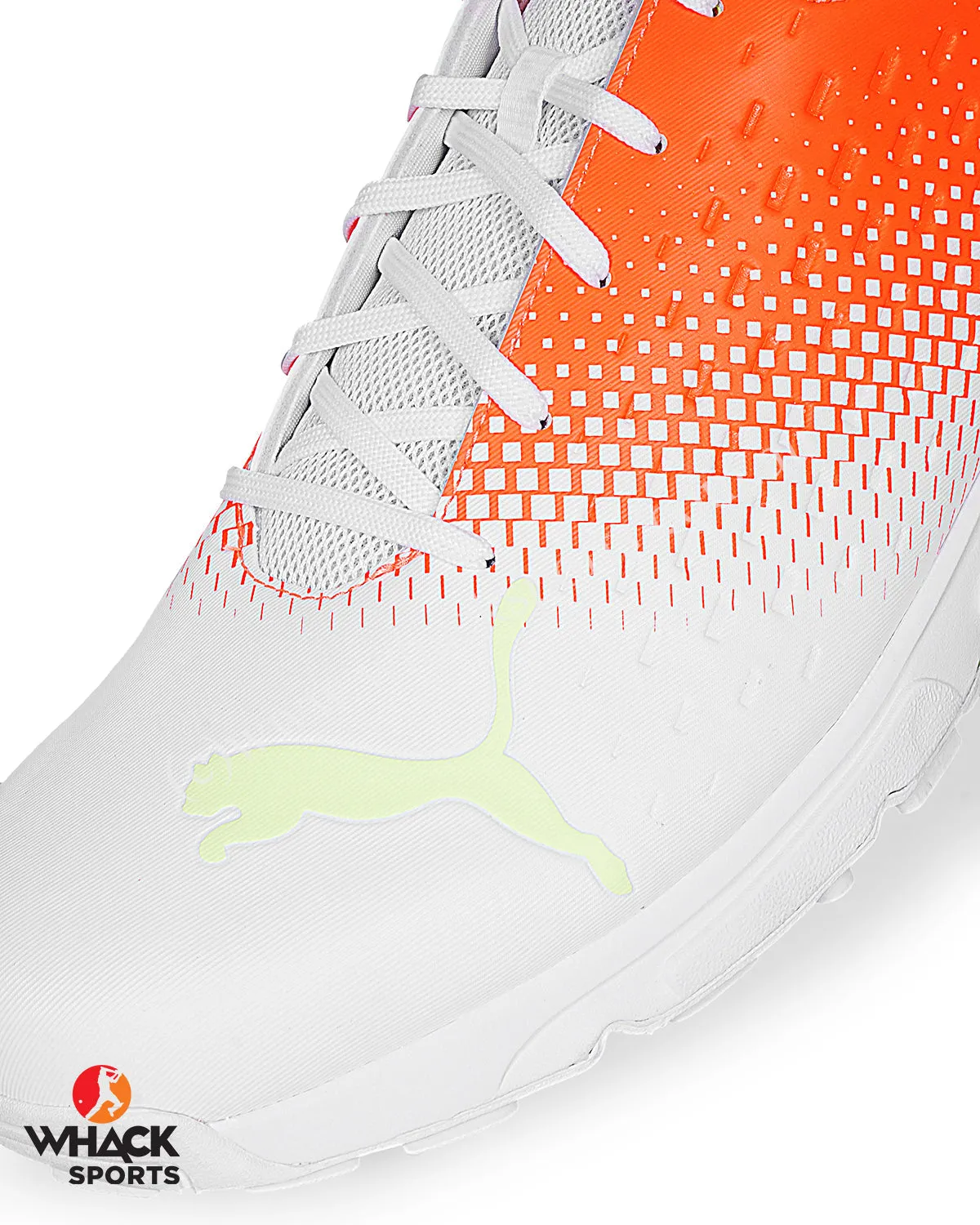 Puma 22.2 Cricket Shoes - Steel Spikes - White Yellow Orange