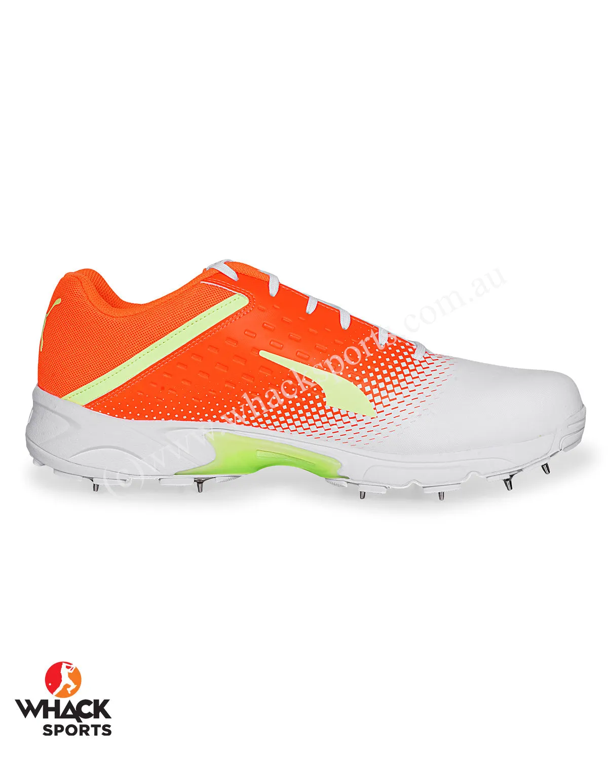 Puma 22.2 Cricket Shoes - Steel Spikes - White Yellow Orange