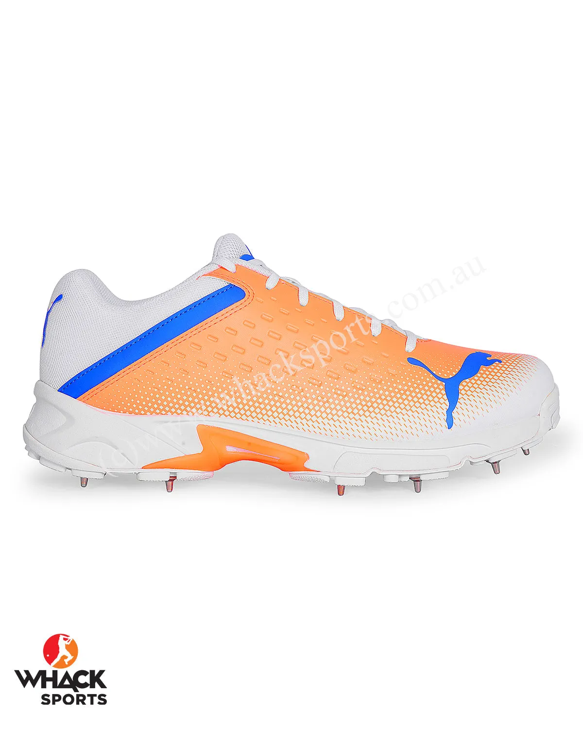 Puma 22.2 Cricket Shoes - Steel Spikes - White/Bluemazing/Neon Citrus