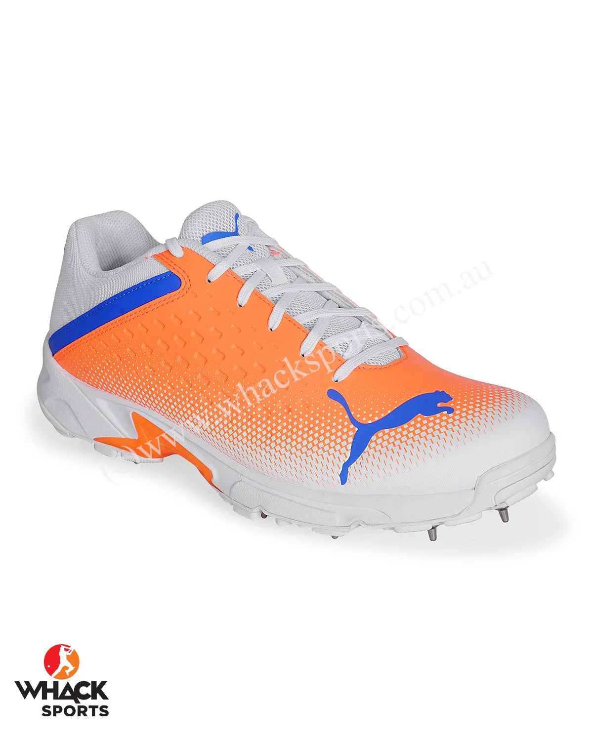 Puma 22.2 Cricket Shoes - Steel Spikes - White/Bluemazing/Neon Citrus