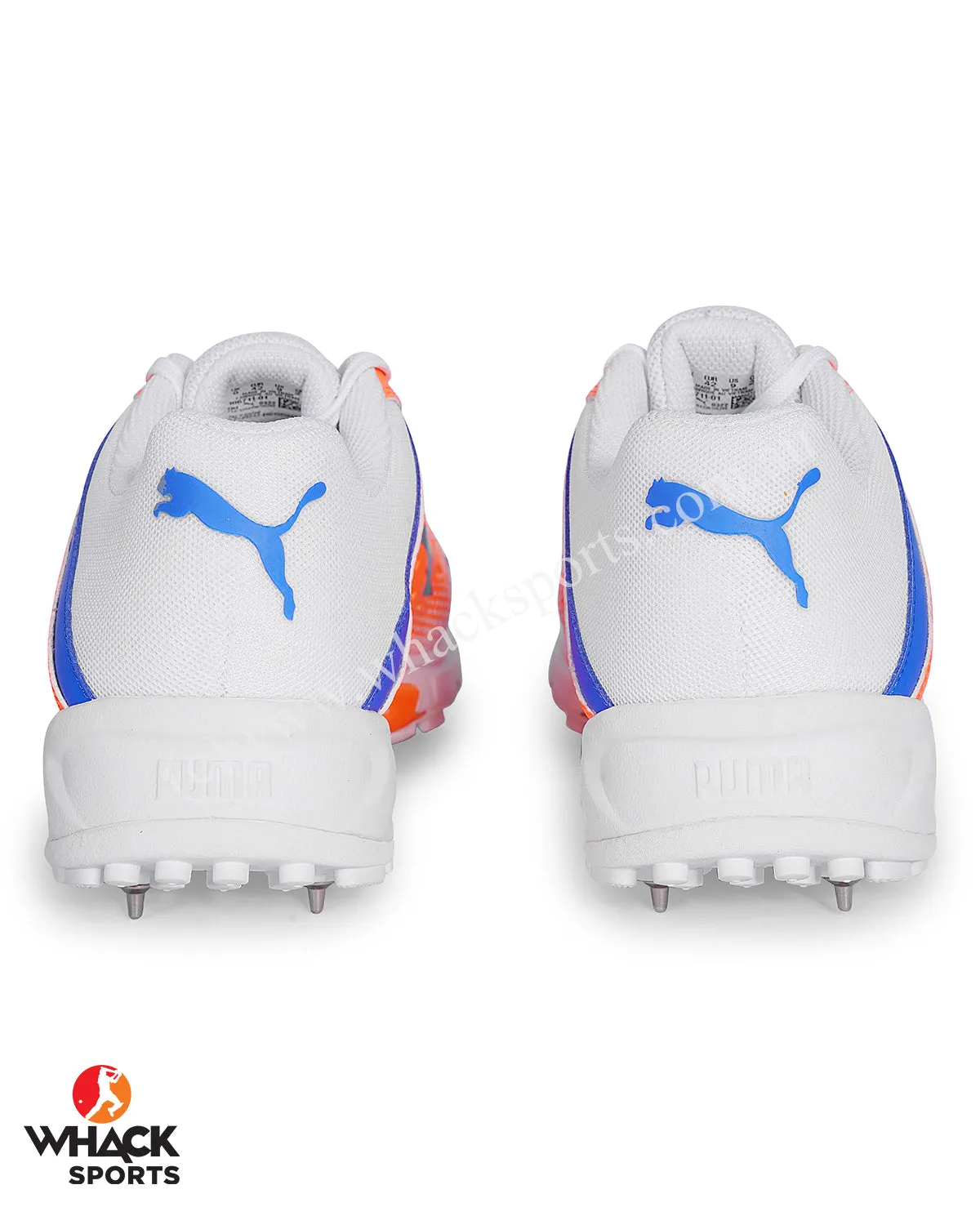 Puma 22.2 Cricket Shoes - Steel Spikes - White/Bluemazing/Neon Citrus