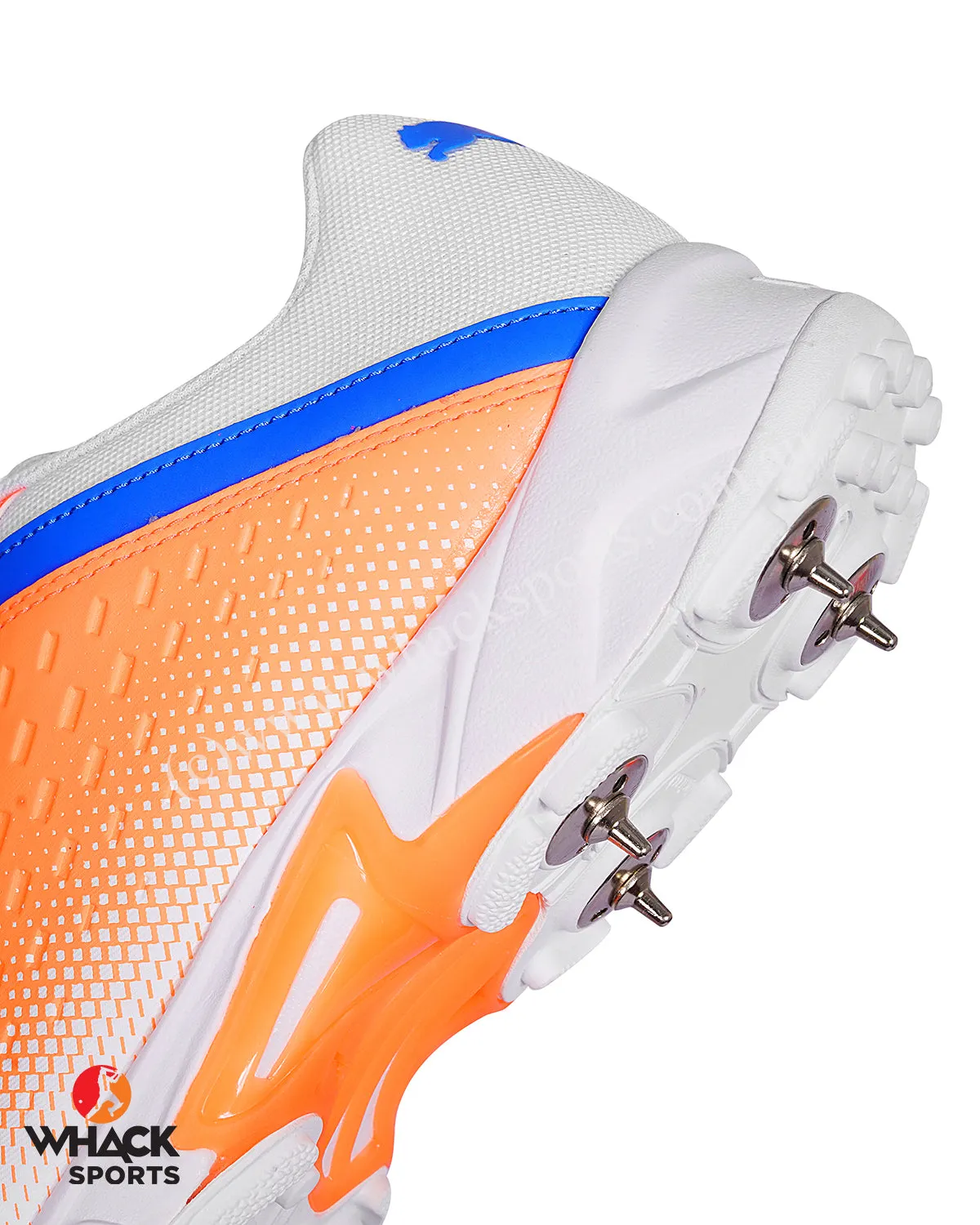 Puma 22.2 Cricket Shoes - Steel Spikes - White/Bluemazing/Neon Citrus