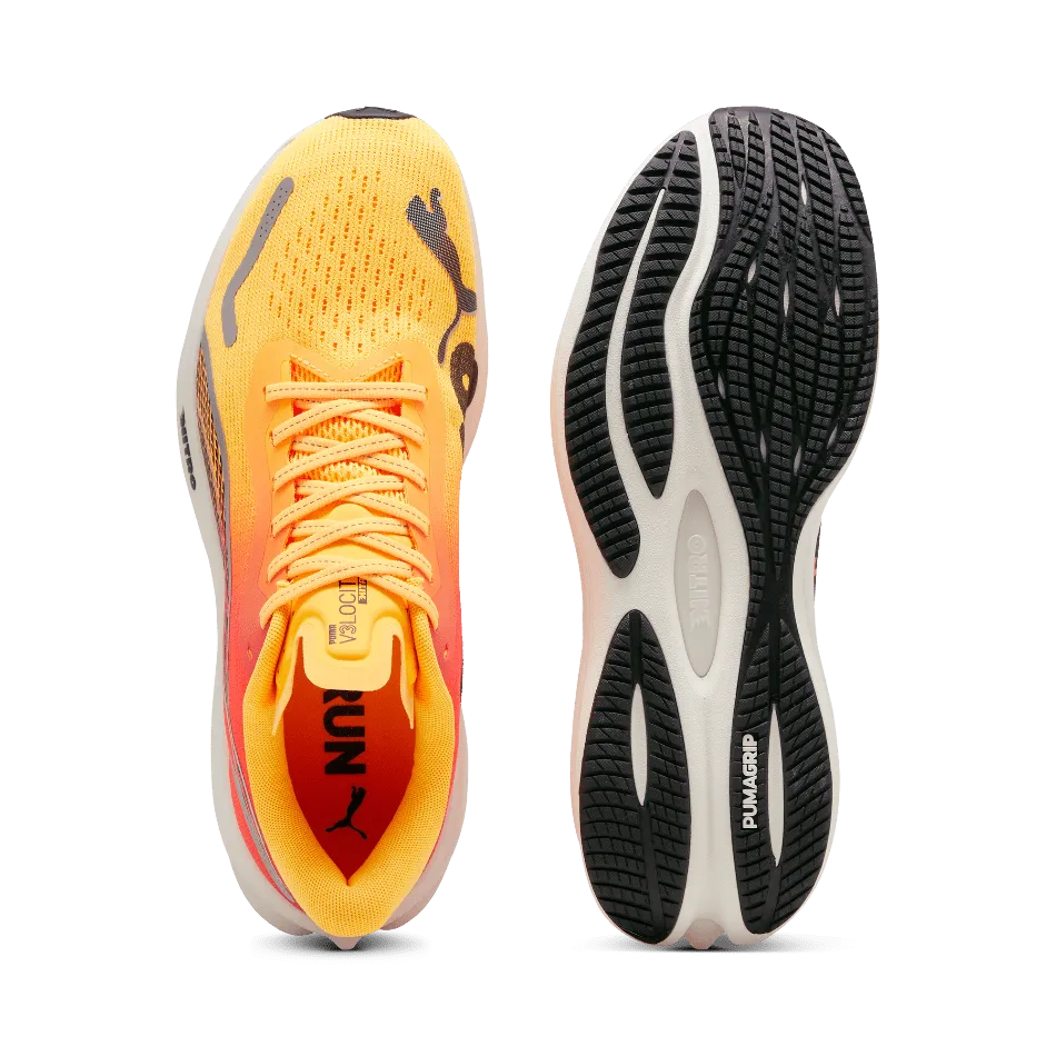 Puma Velocity Nitro 3 Men's Running Shoes Sun stream-Sunset Glow-Puma White - AW24