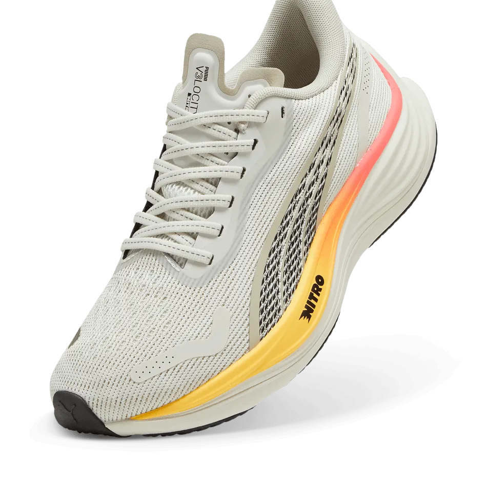 Puma Velocity Nitro 3 Women's Running Shoes Vapor Gray Sun Stream-Sunset Glow - AW24