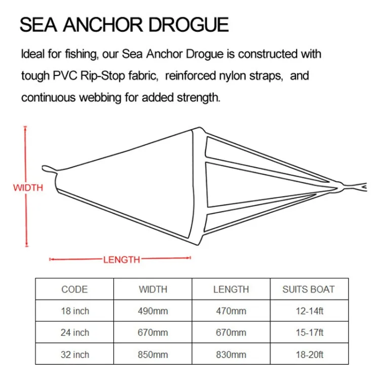 PVC Traction Drift Brake Fishing Sea Anchor, Size: 24 inch Orange