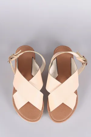 Qupid Cross Band Slingback Flat Sandal