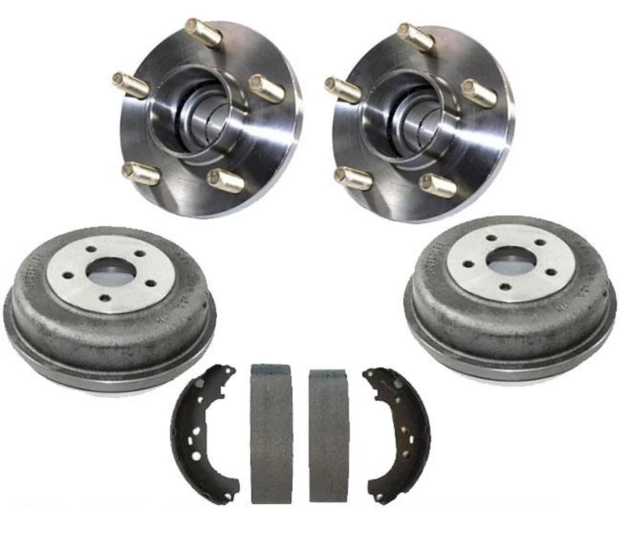 Rear Brake Drums With Hub Bearings Shoes Kit Set Fits 10-13 Ford Transit Connect