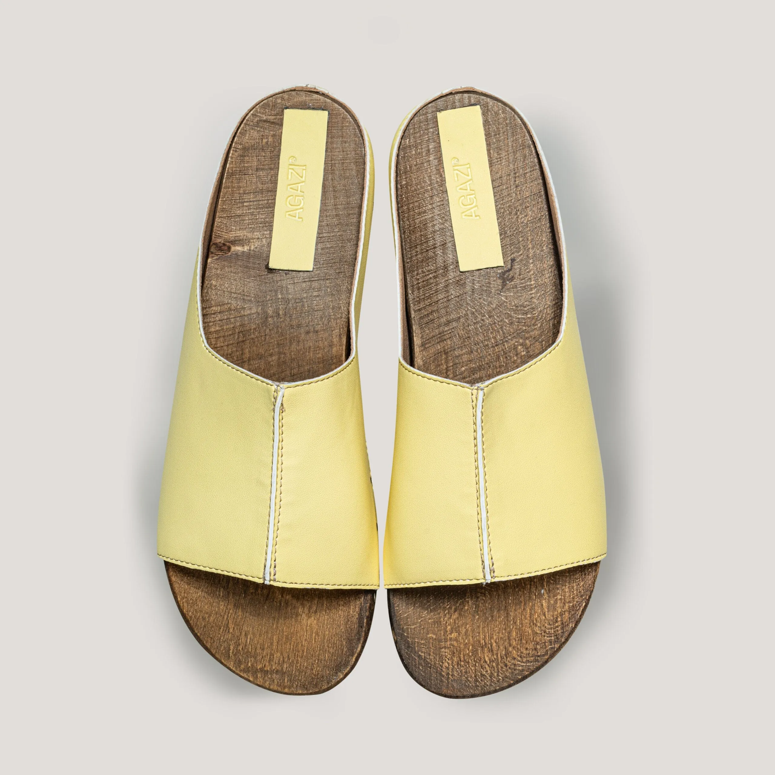 Recycled Vegan Leather Wood Vegan Clogs | Yellow