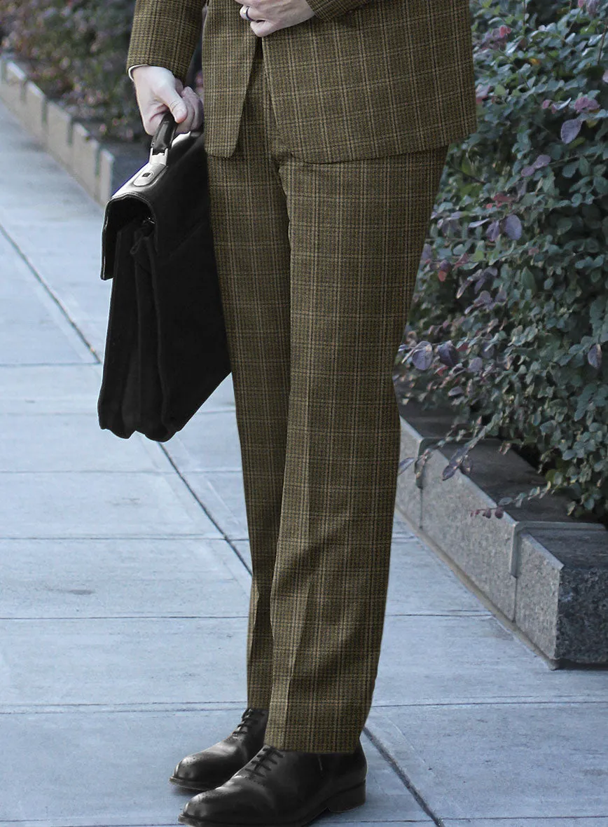 Reda Cebri Green Checks Wool Pants