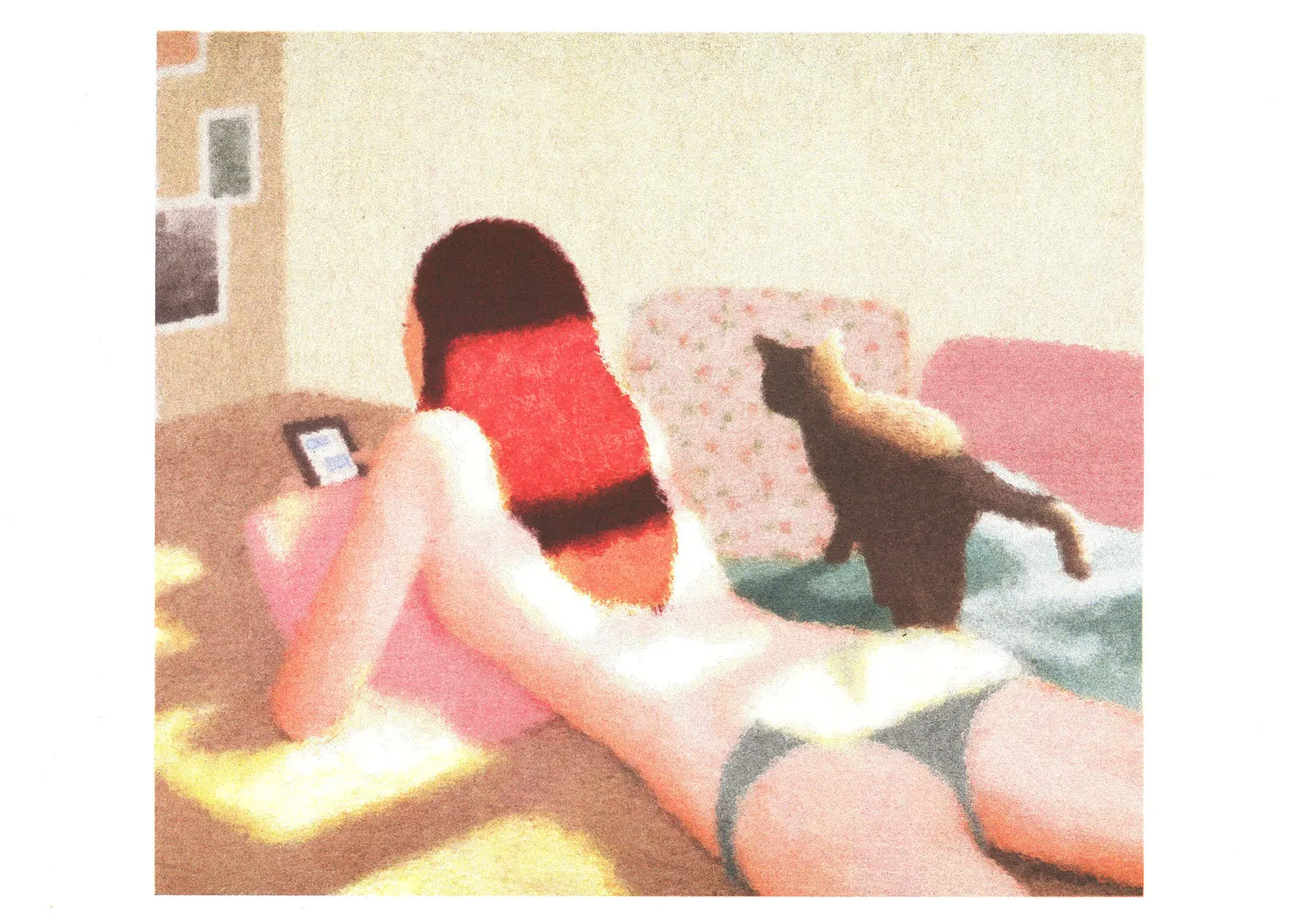 Riso Art Print - Saho Wajimaya - Just out of the bath