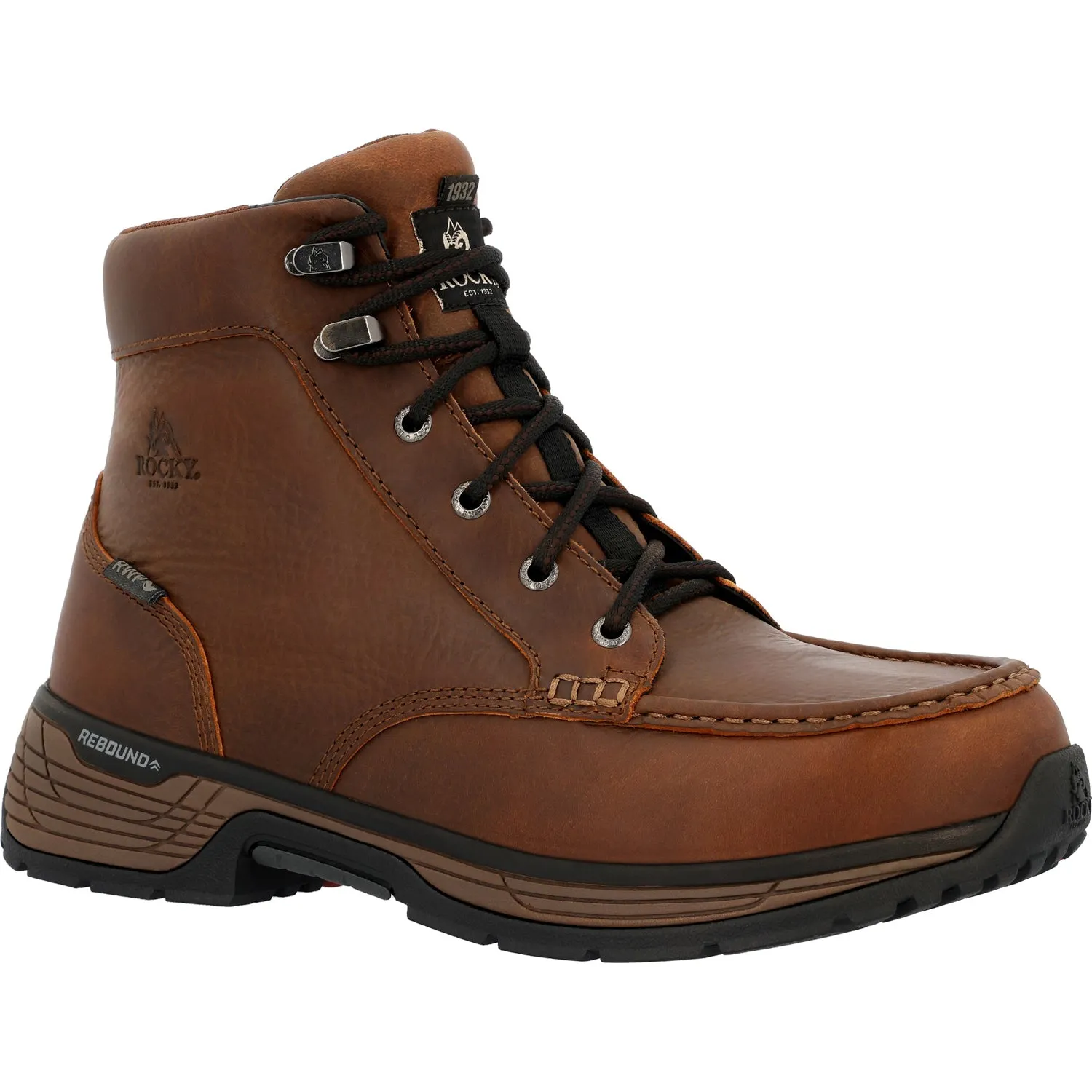 Rocky Mens Treadflex 6in WP Crazy Horse Leather Work Boots