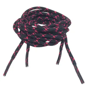 Round Black and Cerise Pink Bootlaces - 3mm wide