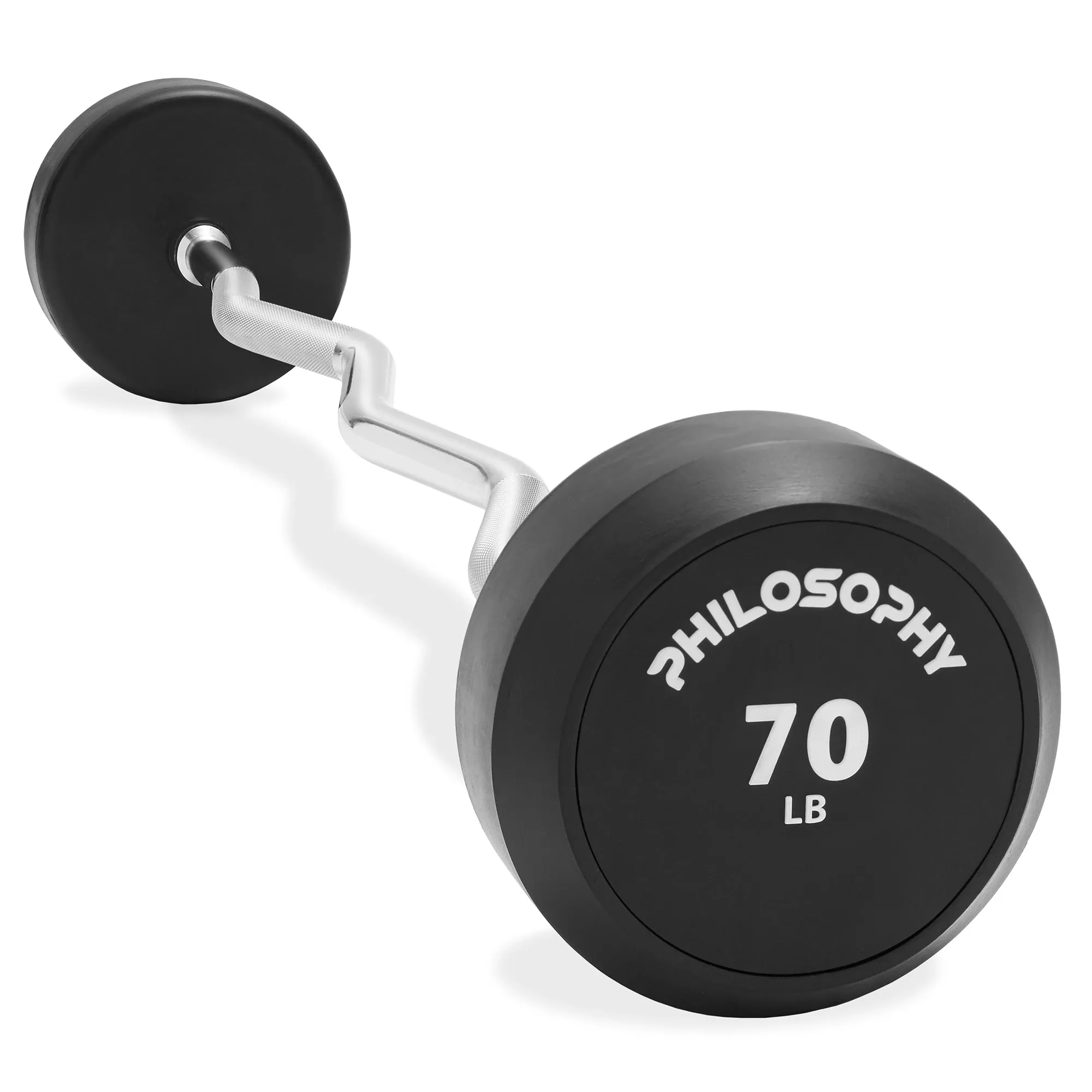 Rubber Fixed Barbell, Pre-Loaded Weight EZ Curl Bar for Weightlifting