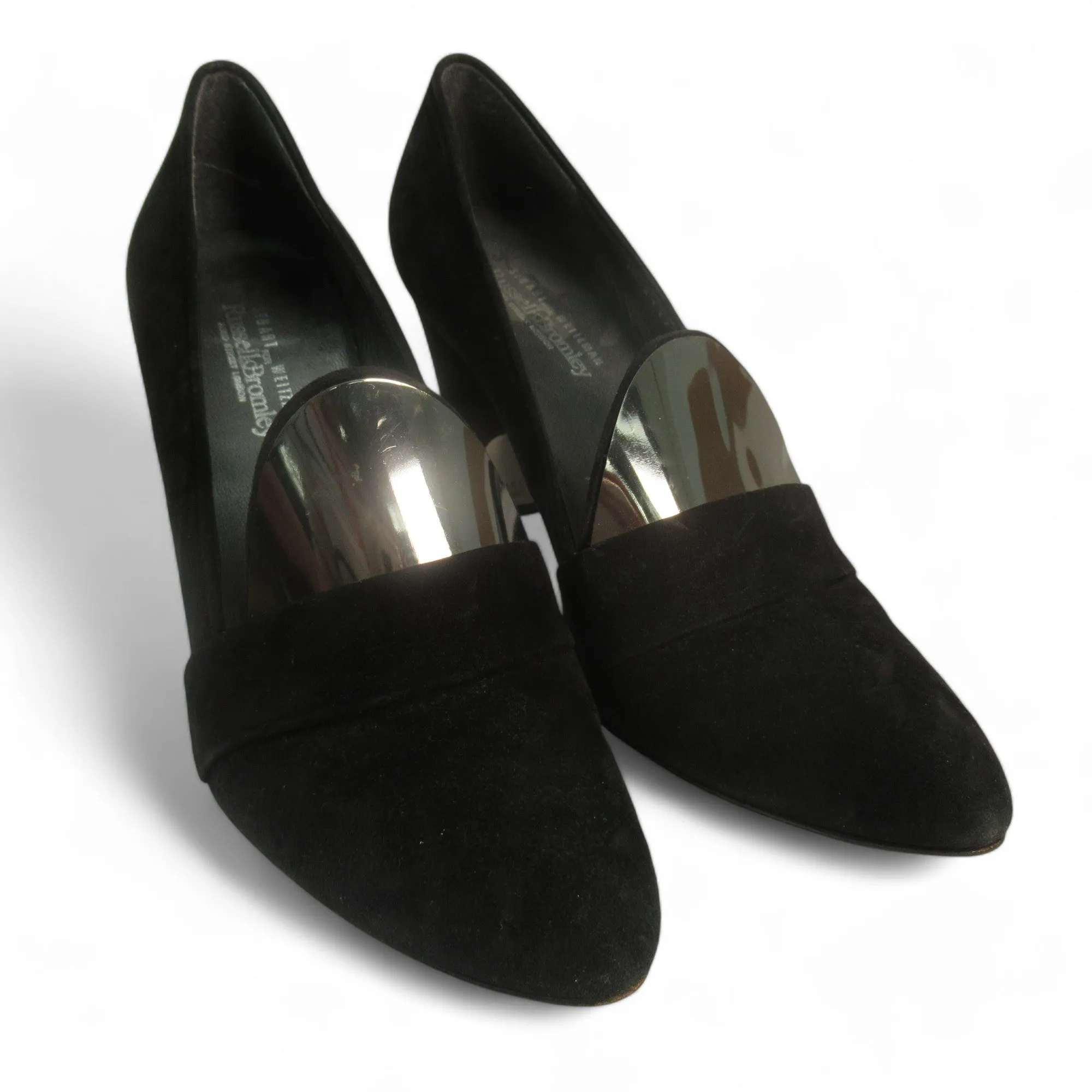 Russell & Bromley UK 8 Black Suede Heels Shoes Womenswear | Preloved