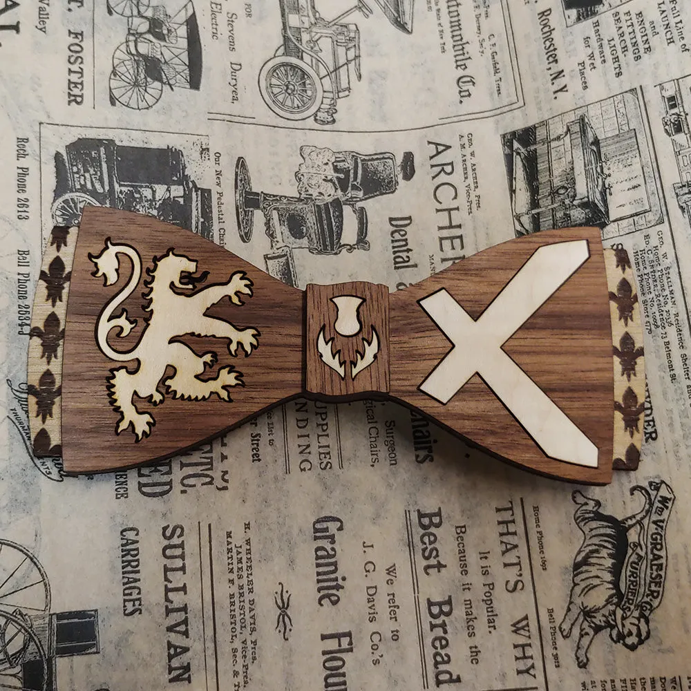 Saltire - Scottish Design Walnut Bow Tie