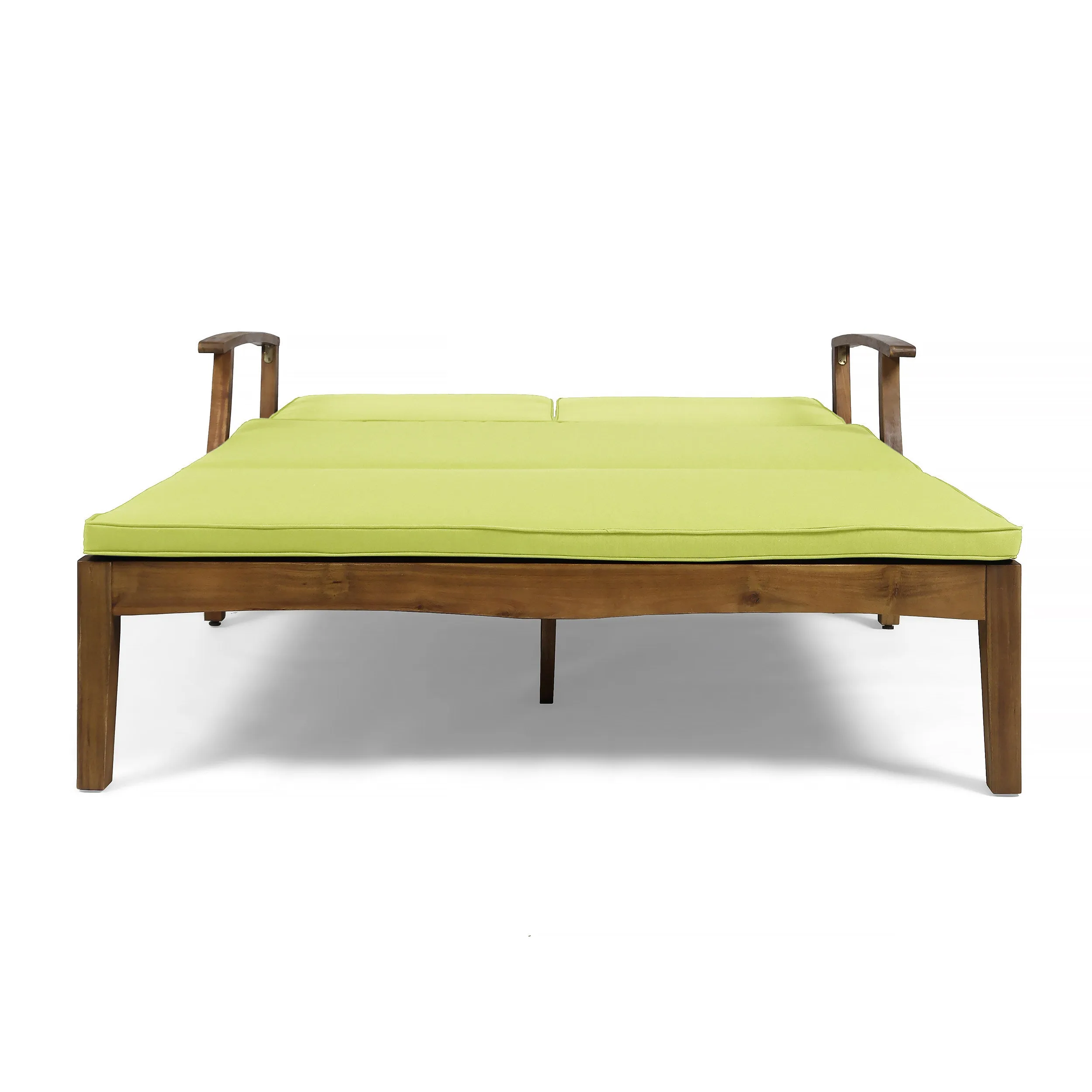 Samantha Double Chaise Lounge for Yard and Patio, Acacia Wood Frame