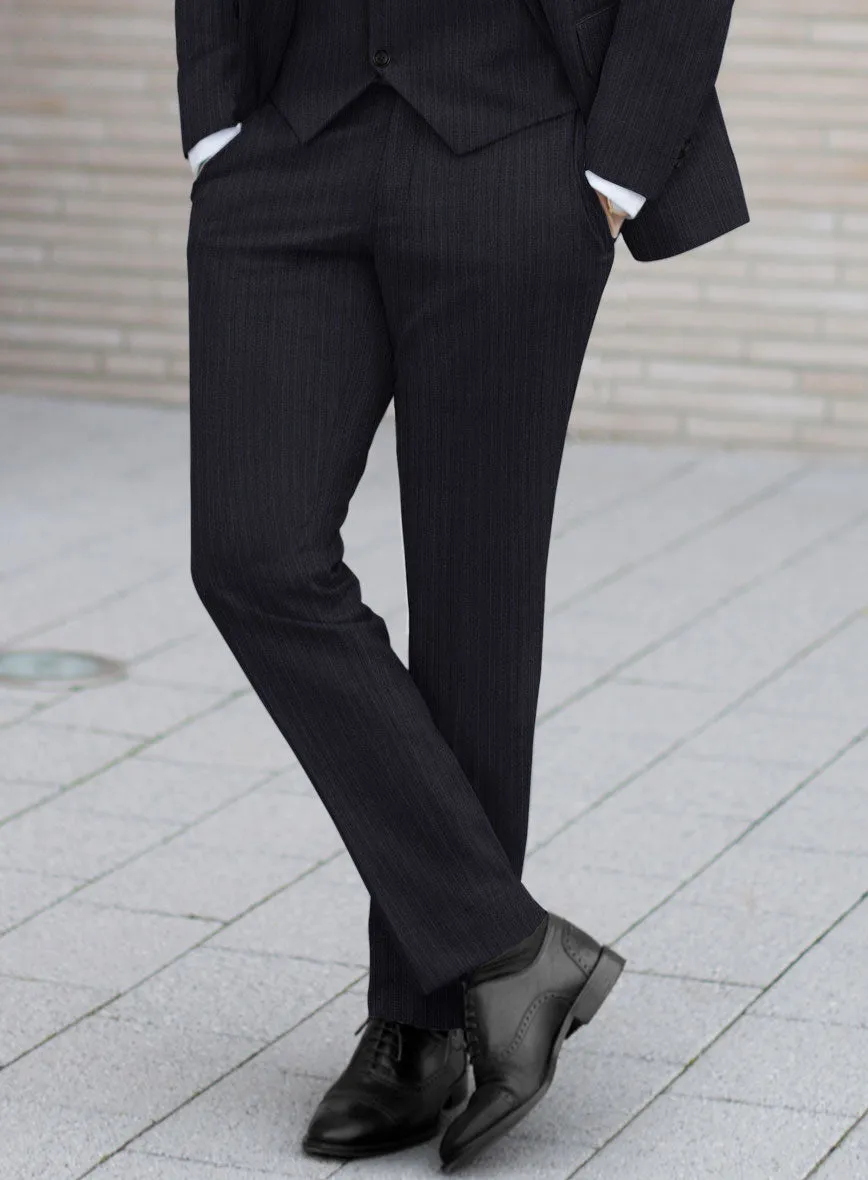 Scabal Alsa Stripe Blue Wool Pants