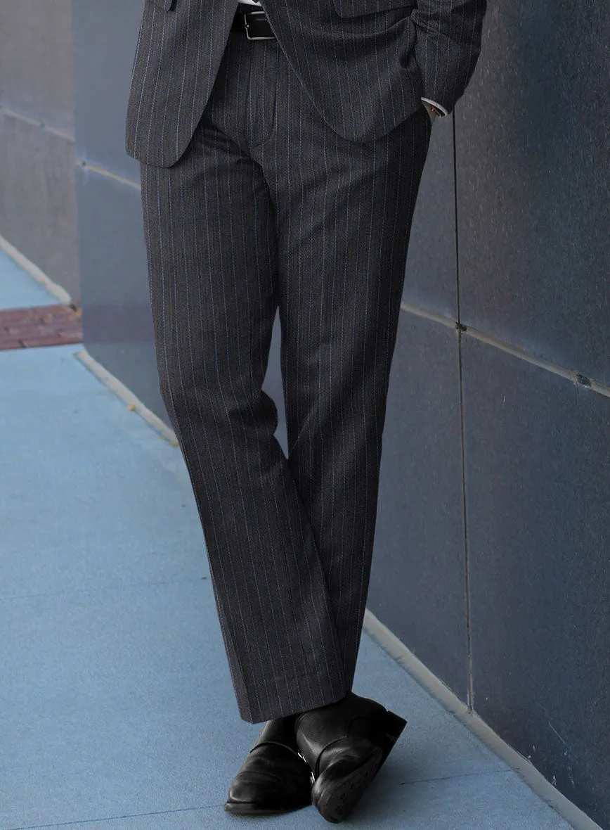 Scabal Londoner Cutina Stripe Blue Wool Pants