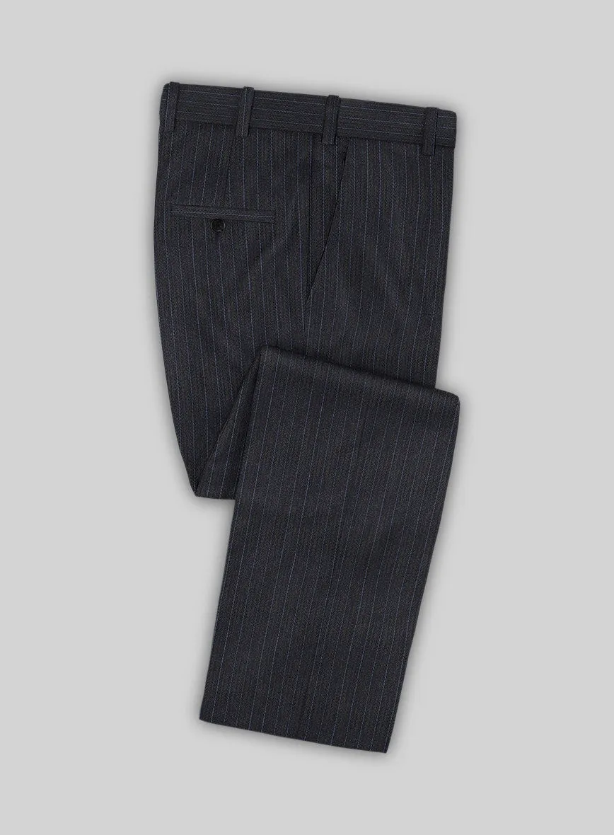 Scabal Londoner Cutina Stripe Blue Wool Pants