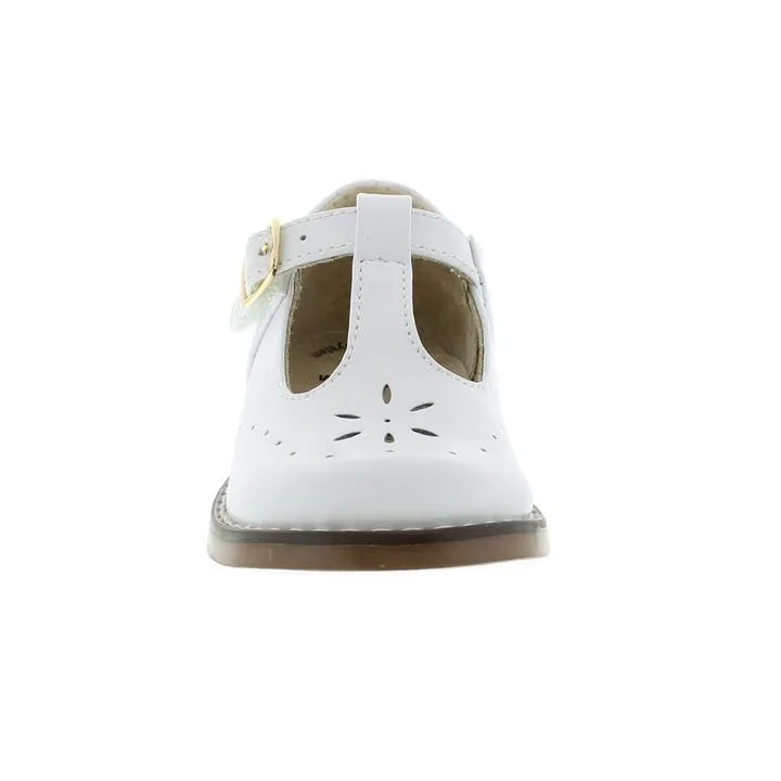 Sherry Kid's T-strap Dress Shoe - White Leather