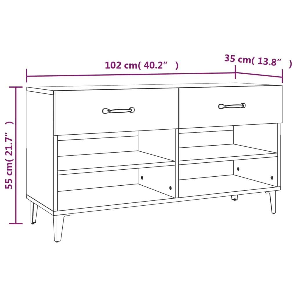 Shoe Cabinet Brown Oak 102x35x55 cm Engineered Wood