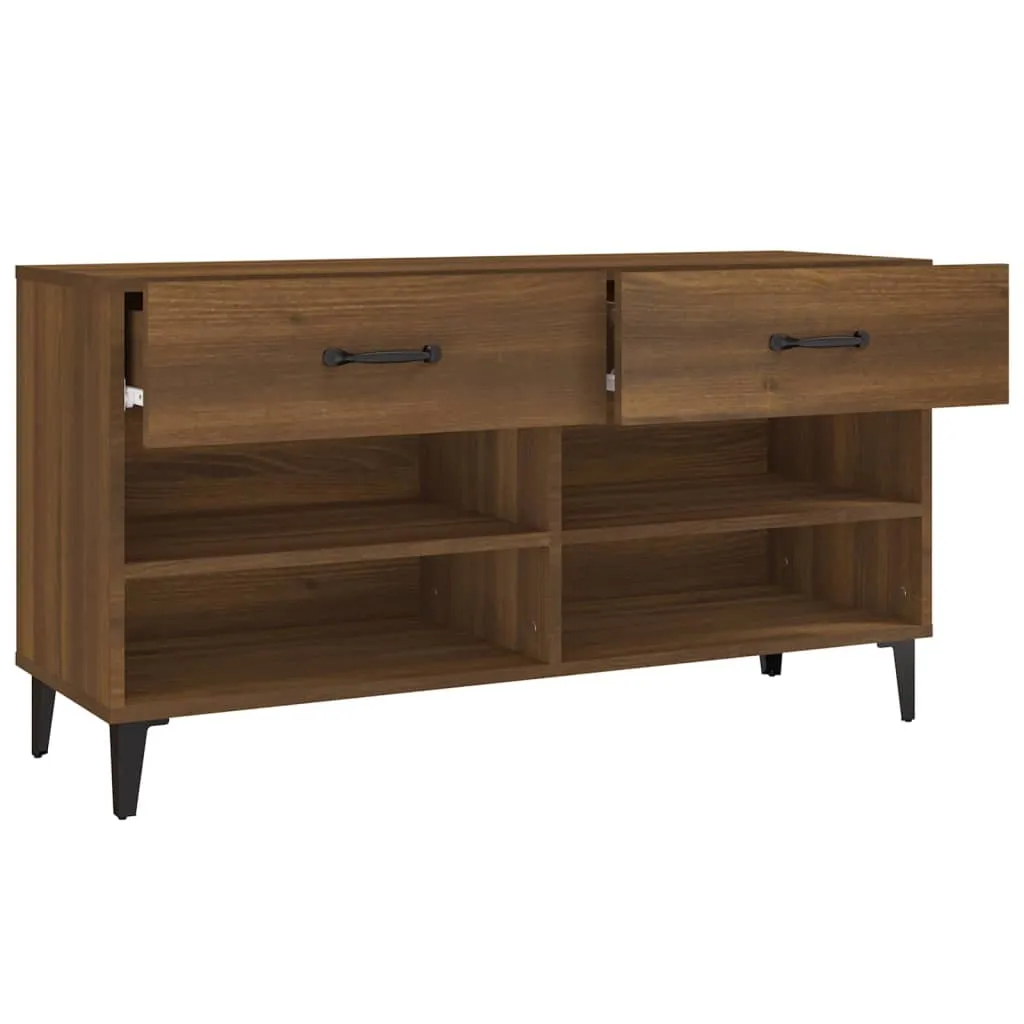 Shoe Cabinet Brown Oak 102x35x55 cm Engineered Wood