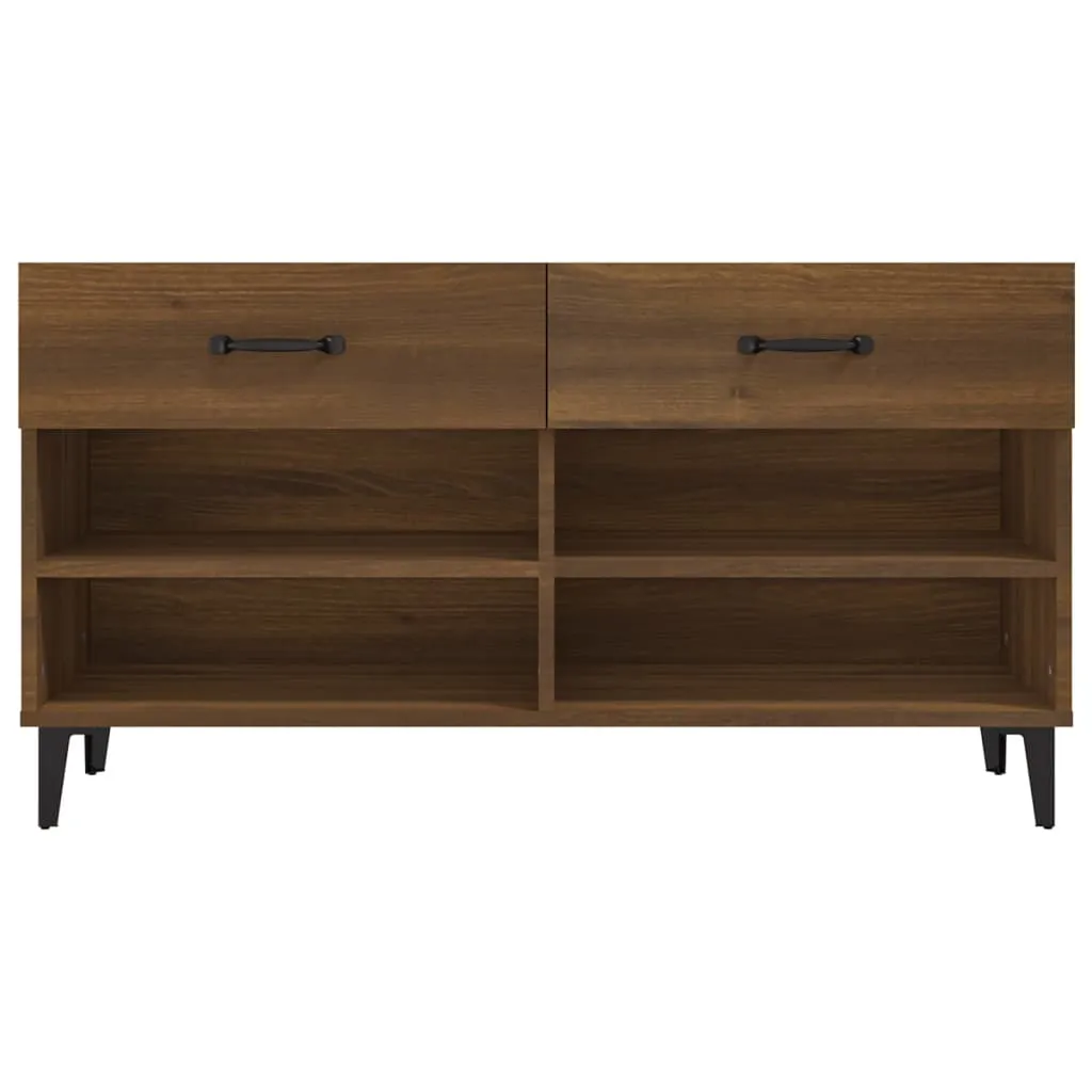 Shoe Cabinet Brown Oak 102x35x55 cm Engineered Wood