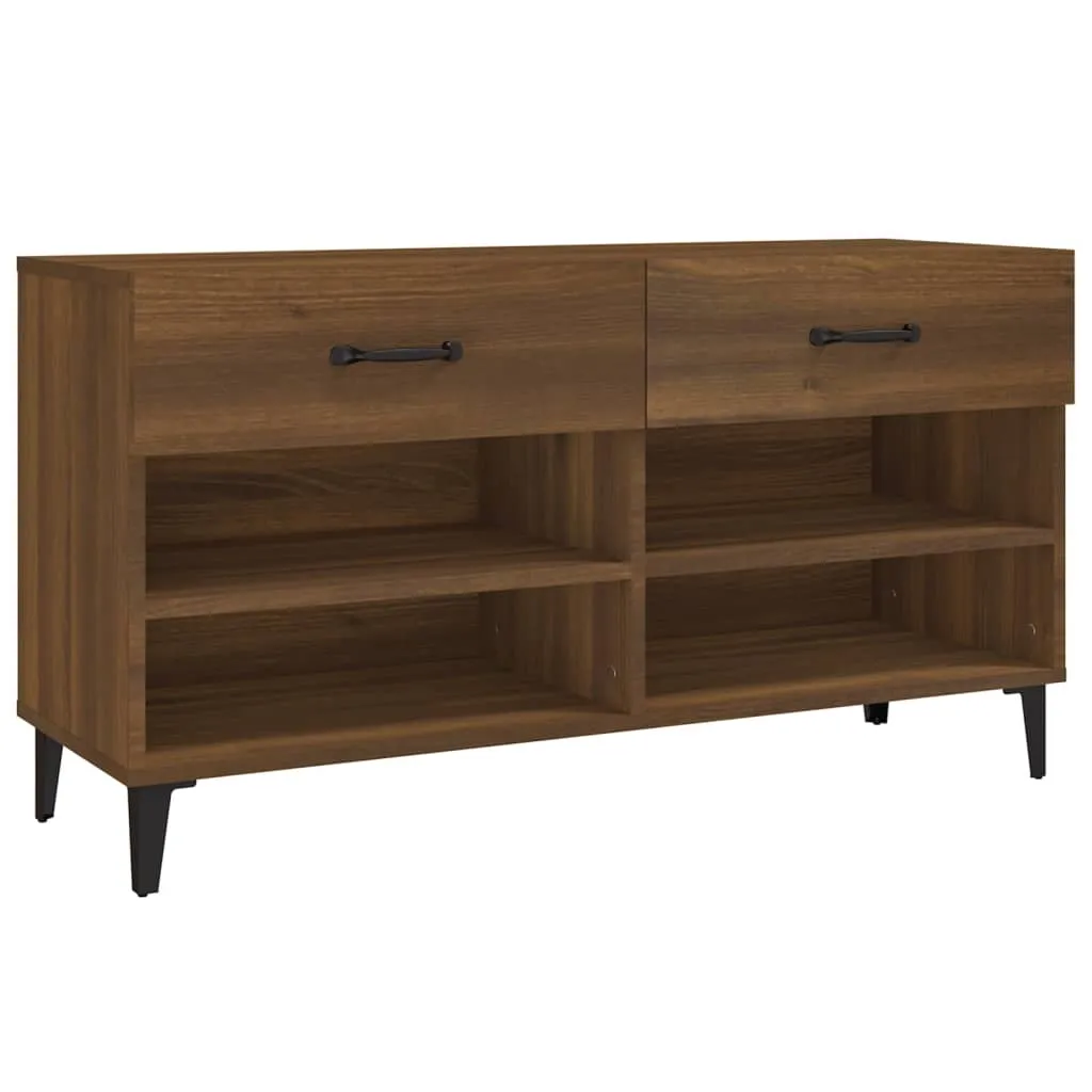 Shoe Cabinet Brown Oak 102x35x55 cm Engineered Wood