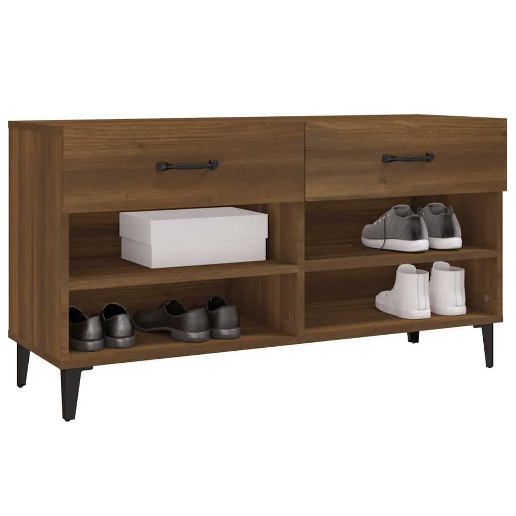 Shoe Cabinet Brown Oak 102x35x55 cm Engineered Wood