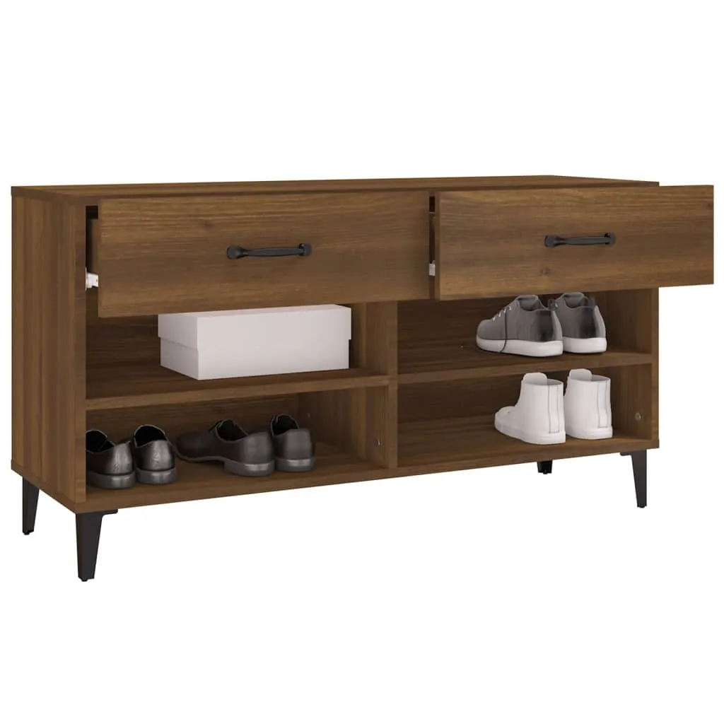 Shoe Cabinet Brown Oak 102x35x55 cm Engineered Wood