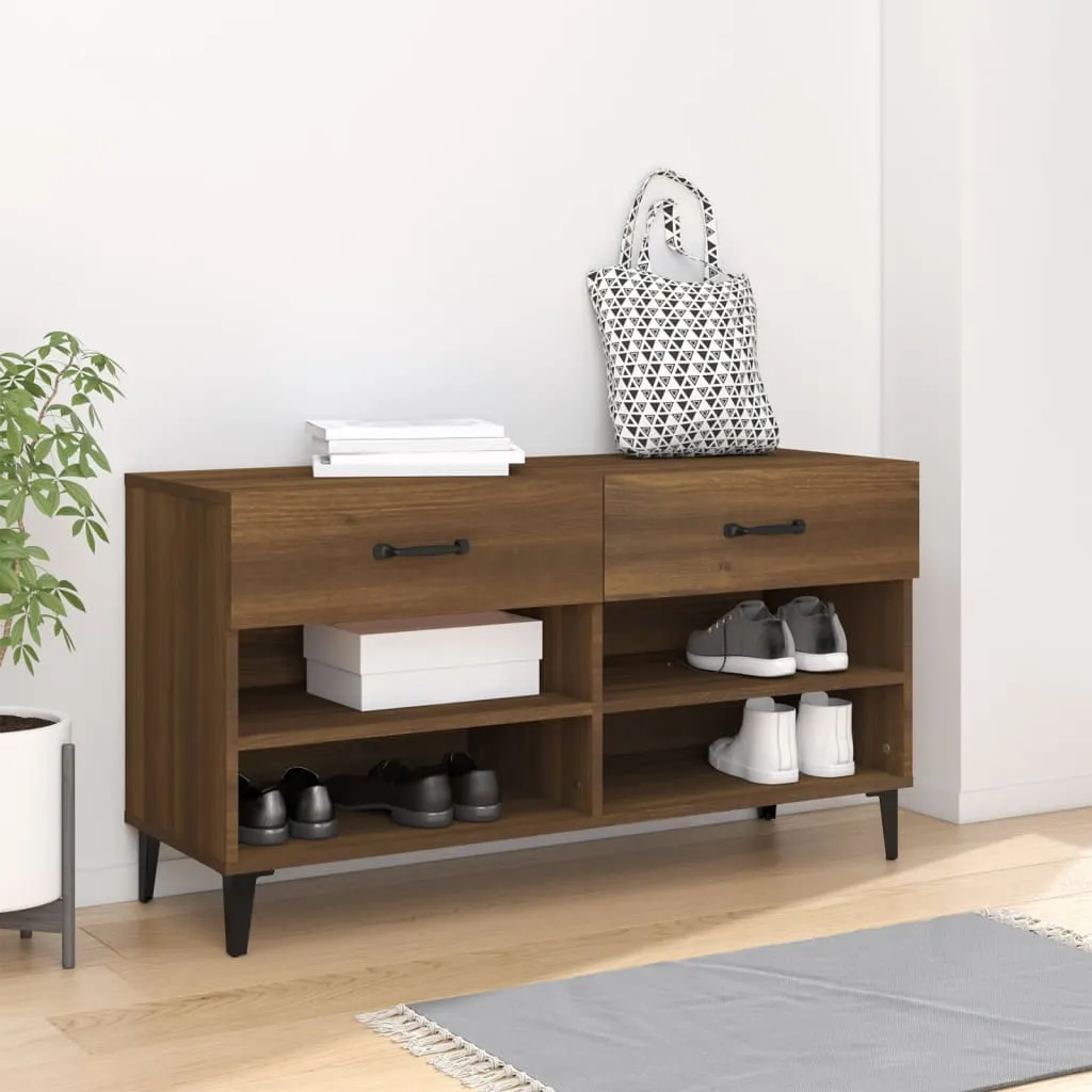 Shoe Cabinet Brown Oak 102x35x55 cm Engineered Wood