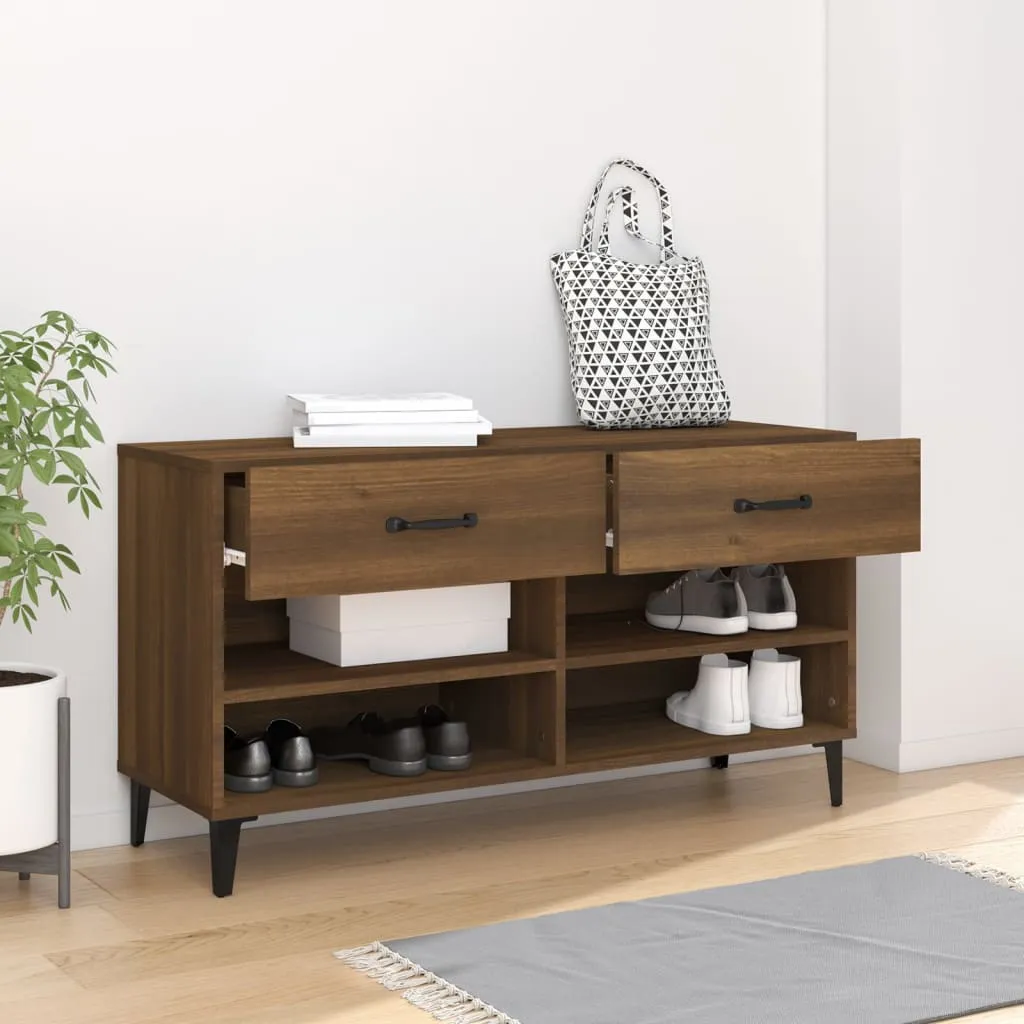 Shoe Cabinet Brown Oak 102x35x55 cm Engineered Wood