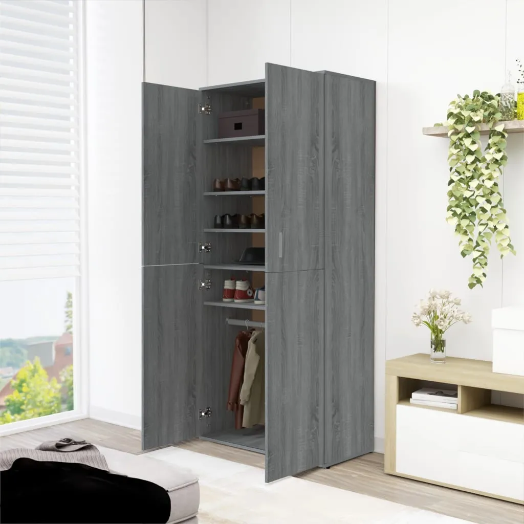 Shoe Cabinet Grey Sonoma 80x39x178 cm Engineered Wood