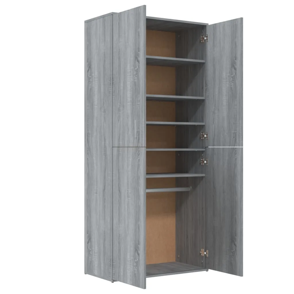 Shoe Cabinet Grey Sonoma 80x39x178 cm Engineered Wood