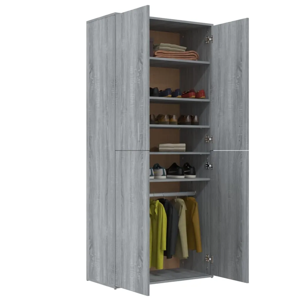 Shoe Cabinet Grey Sonoma 80x39x178 cm Engineered Wood